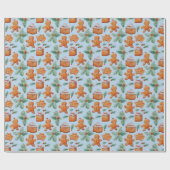 Gingerbread Heren Dessert Groen Moderne Kerstmis Cadeaupapier (Vlak)