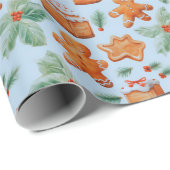 Gingerbread Heren Dessert Groen Moderne Kerstmis Cadeaupapier (Rol Hoek)