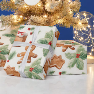 Gingerbread Heren Dessert Groen Moderne Kerstmis Cadeaupapier