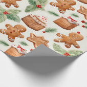 Gingerbread Heren Dessert Groen Moderne Kerstmis Cadeaupapier (Hoek)