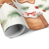 Gingerbread Heren Dessert Groen Moderne Kerstmis Cadeaupapier (Rol Hoek)