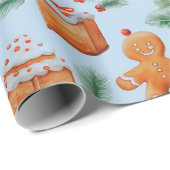 Gingerbread Heren Dessert Groen Moderne Kerstmis Cadeaupapier (Rol Hoek)