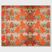 Gingerbread Heren Holly Berries Cadeaupapier (Vlak)
