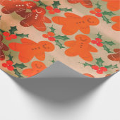 Gingerbread Heren Holly Berries Cadeaupapier (Hoek)