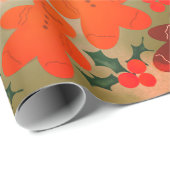 Gingerbread Heren Holly Berries Cadeaupapier (Rol Hoek)