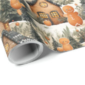 Gingerbread Heren & Huis Snowy Christmas Cadeaupapier (Rol Hoek)
