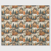 Gingerbread Heren & Huis Snowy Christmas Cadeaupapier (Vlak)