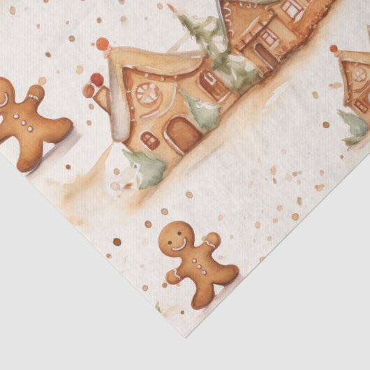 Gingerbread Heren Huizen Kerst Tissue Papier (Detail)