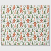 Gingerbread Heren & Kerstgroen Cadeaupapier (Vlak)