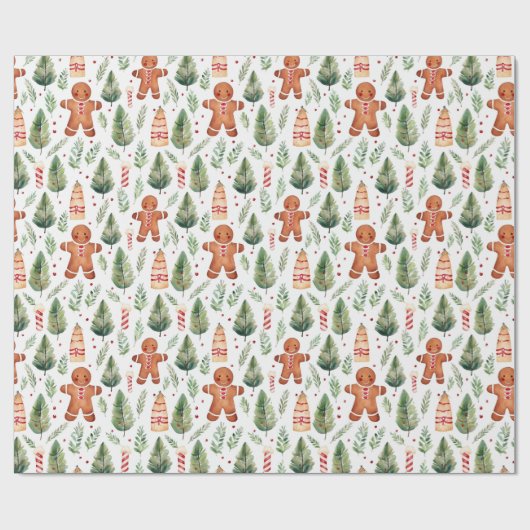 Gingerbread Heren & Kerstgroen Cadeaupapier (Vlak)