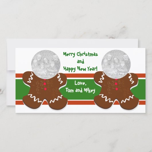 Gingerbread Heren Vakantie Fotokaarten Feestdagenkaart (Voorkant)