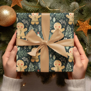 Gingerbread Heren Winter & Christmas Greenery Cadeaupapier