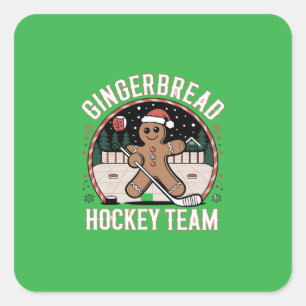Gingerbread Hockey Team Digital Art Design Vierkante Sticker