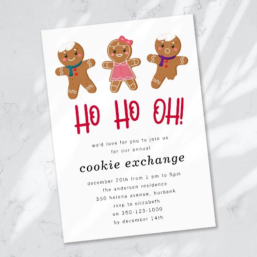Gingerbread Holiday Christmas Cookie Exchange Kaart
