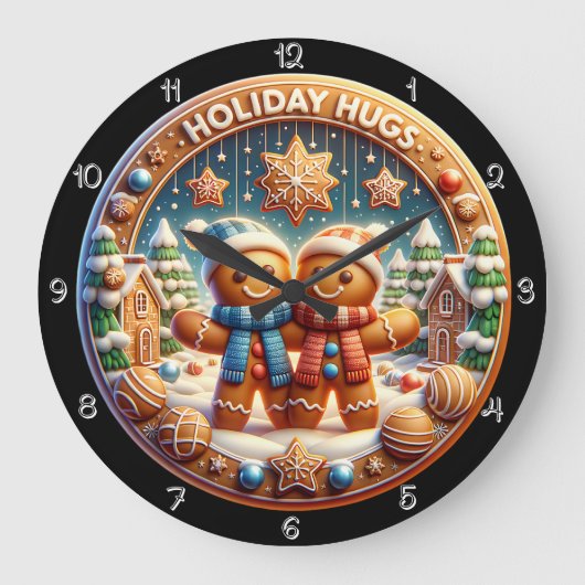 Gingerbread Holiday Hugs Grote Klok (Voorkant)