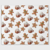 Gingerbread Hot Cocoa Christmas Pattern Cadeaupapier (Vlak)