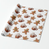 Gingerbread Hot Cocoa Christmas Pattern Cadeaupapier (Uitgerold)