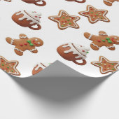Gingerbread Hot Cocoa Christmas Pattern Cadeaupapier (Hoek)