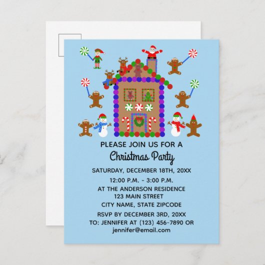 Gingerbread House #2 Uitnodigingskaart Uitnodiging Briefkaart (Voorkant / Achterkant)