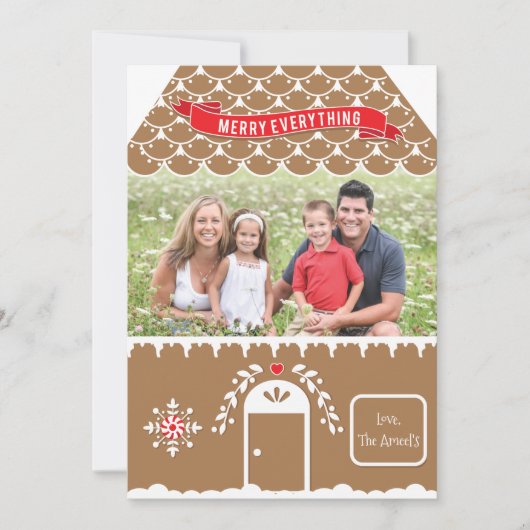 Gingerbread House | 4 Foto Kerstkaart Label (Voorkant)