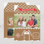 Gingerbread House | 4 Foto Kerstkaart Label (Voorkant / Achterkant)