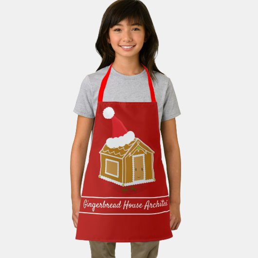 Gingerbread House Architect Rood Bruin Kerstmis Schort (Insitu)