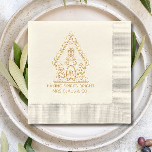 Gingerbread House Baking Corporate Christmas Folie Servetten