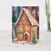 Gingerbread House, Blank Binnen, Feestdagen Kaart (Voorkant)