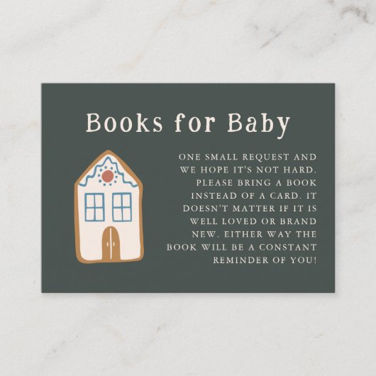 Gingerbread House Blue Baby Shower Book Request  Informatiekaartje (Voorkant)