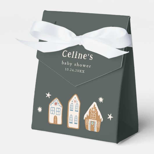 Gingerbread House Boy Baby Shower Favor Boxes Bedankdoosjes (Voorkant Zijde)