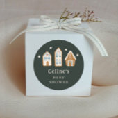 Gingerbread House Boy Baby Shower Favor Ronde Sticker