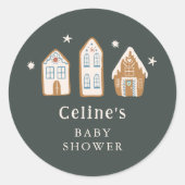 Gingerbread House Boy Baby Shower Favor Ronde Sticker (Voorkant)