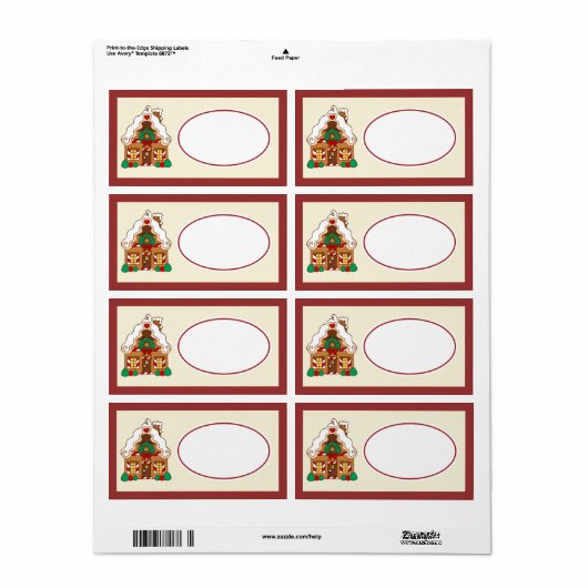 Gingerbread House Cadeau Label Label (Full Sheet)