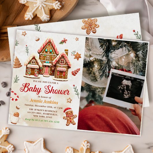Gingerbread House Christmas Baby shower Foto Kaart
