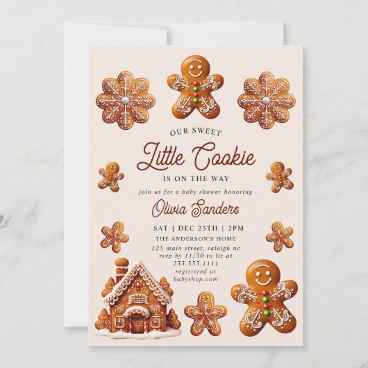 Gingerbread House Christmas Cookie Baby shower Kaart (Voorkant)