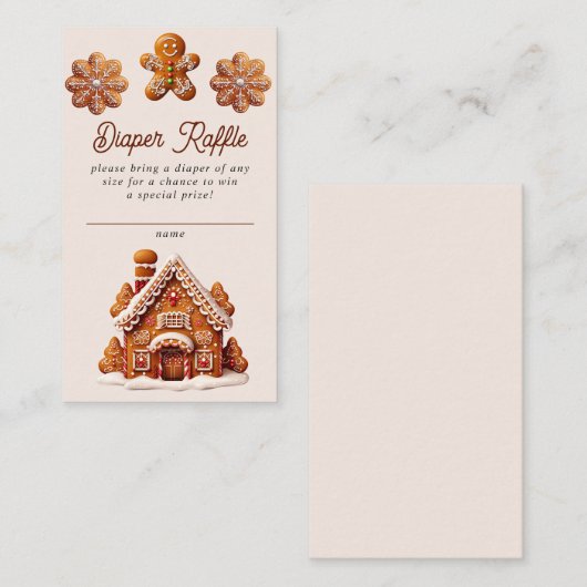 Gingerbread House Christmas Cookie Diaper Raffle Informatiekaartje (Voorkant / Achterkant)