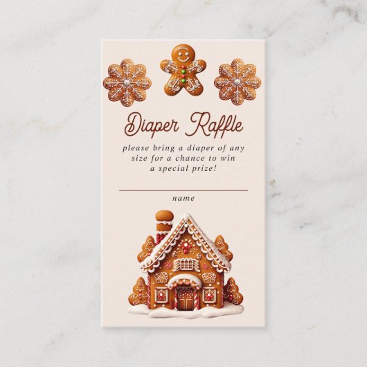 Gingerbread House Christmas Cookie Diaper Raffle Informatiekaartje (Voorkant)
