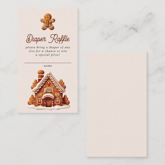 Gingerbread House Christmas Cookie Diaper Raffle Informatiekaartje (Voorkant / Achterkant)