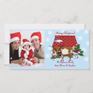 Gingerbread House Christmas Family Photo Card Feestdagenkaart
