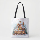 Gingerbread House Christmas Holiday Canvas tas (Voorkant)