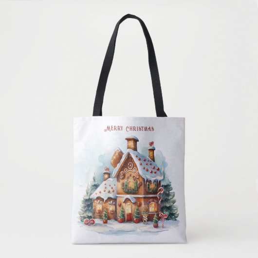 Gingerbread House Christmas Holiday Canvas tas (Voorkant)