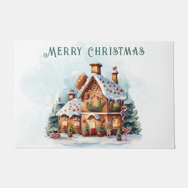 Gingerbread House Christmas Holiday Doormat Deurmat (Voorkant)