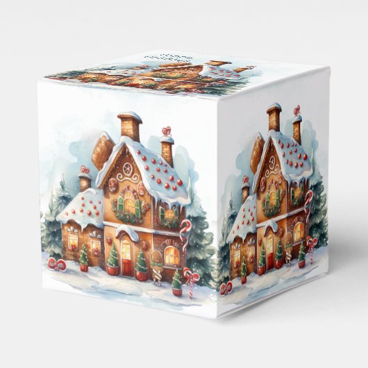 Gingerbread House Christmas Holiday Gift Box Bedankdoosjes (Voorkant Zijde)