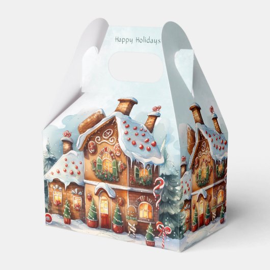 Gingerbread House Christmas Holiday Gift Box Bedankdoosjes (Voorkant Zijde)