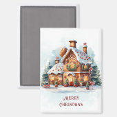 Gingerbread House Christmas Holiday Magnet (Voorkant / Achterkant)