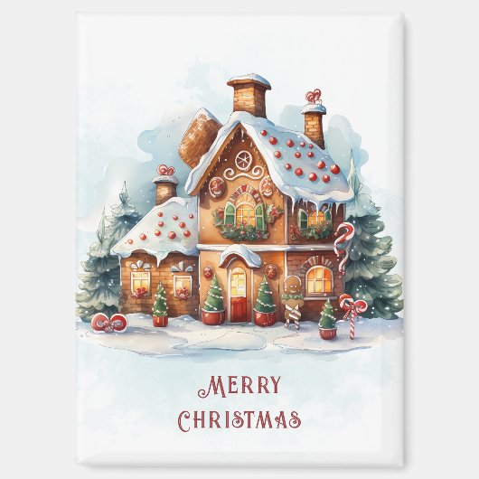 Gingerbread House Christmas Holiday Magnet (Voorkant)
