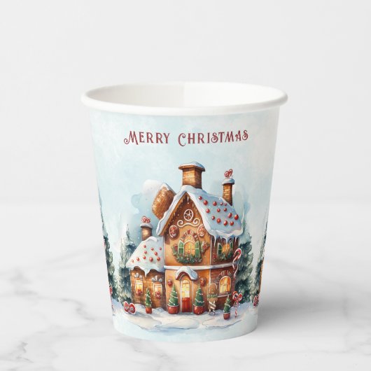 Gingerbread House Christmas Holiday Paper Cups Papieren Bekers (Links)