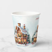 Gingerbread House Christmas Holiday Paper Cups Papieren Bekers (Voorkant)