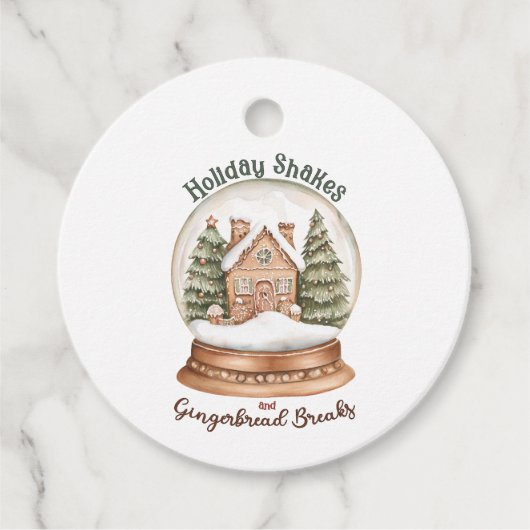 Gingerbread House Christmas Holiday Snow Wereldbol Bedankjes Labels (Voorkant)