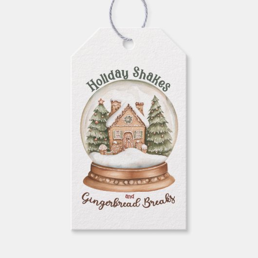 Gingerbread House Christmas Holiday Snow Wereldbol Cadeaulabel (Voorkant)